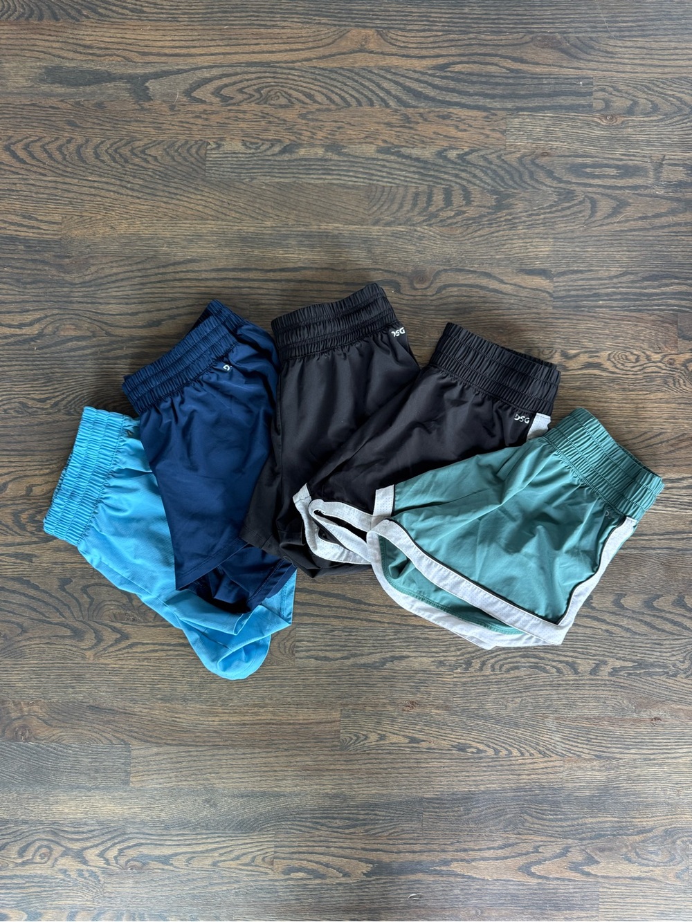 DSG Girls 4-Pack Athletic Shorts in Light Blue, Navy, Black, Teal